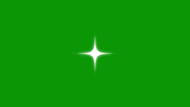 Sparkling stars shine animation, fast glitter motion, white cartoon doodle stars blinking, flat vector sparkle effect, glowing twinkle light, smooth looping animation on green background 4k video