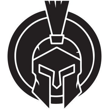 Spartan gladiator helmet with crest vector illustration isolated on white background