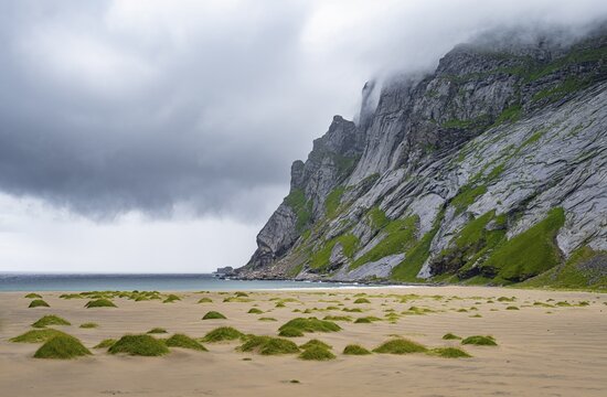 Beach of Bunes, Bunesstranda, Lofoten, Nordland, Norway