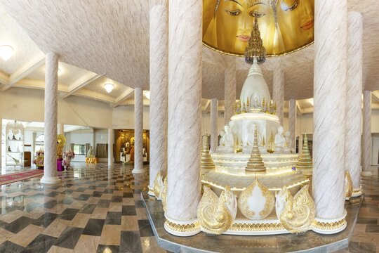 The very artistically designed central shrine (chedi in the interior), main pagoda, Buddhist temple complex Wat Phra That Sorn Kaew, Phetchabun province, Thailand