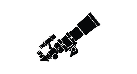Fototapeta premium Observational Instrument Silhouette: A stark silhouette of a telescope, highlighting its intricate design and evoking a sense of scientific exploration and discovery.