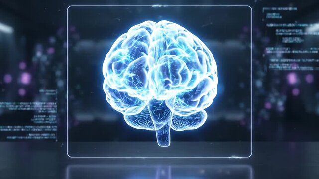 A digital brain centered within a subtle focus frame, glowing linework, dark minimal space, analytical futuristic atmosphere, ultra-realistic, no logos.