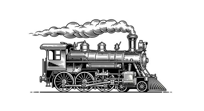 Vintage Steam Locomotive Train Engine Side.