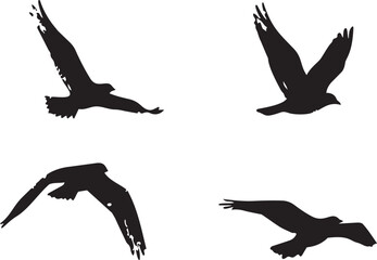 Bird flock grunge brush silhouettes hand drawn sky vector set isolated on white background © MD HAJIRUDDIN
