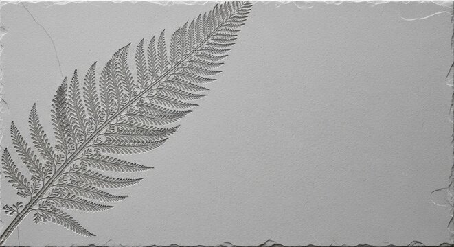Fern Leaf Imprint on Textured Paper Minimal Botanical Art