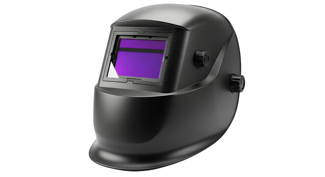 Black welding helmet isolated on transparent background