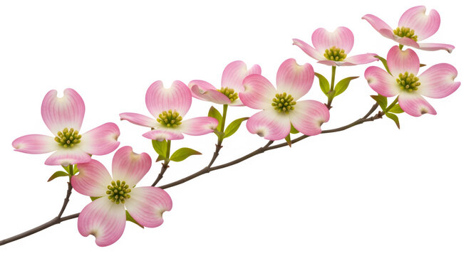 Pink dogwood flower branch isolated on transparent background