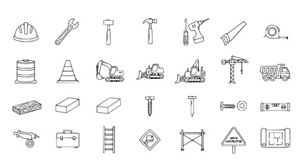 Construction Tools and Equipment Doodle Collection © Muhammad