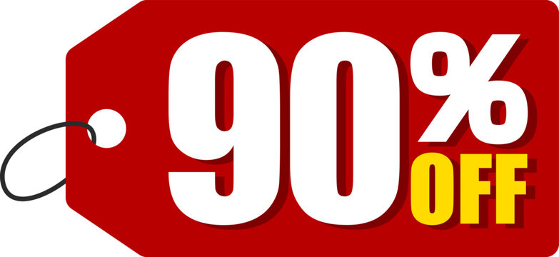 90％オフのセールを表すディスカウントラベル　90 Percent Off Discount Label &ndash; Special Offer Sale Tag
