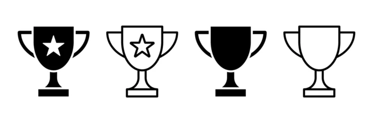 Trophy cup icon set, trophy cup award in flat and outline style. Vector illustration © pingebat
