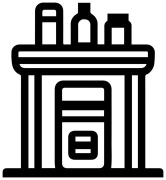 Simple icon of a security checkpoint bin with bottles on top for airport or event screening