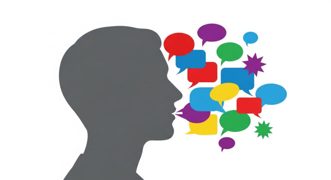 Silhouette of a person talking.