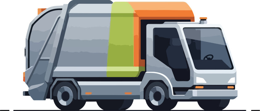 Illustration of a garbage truck driving on a road with download reference