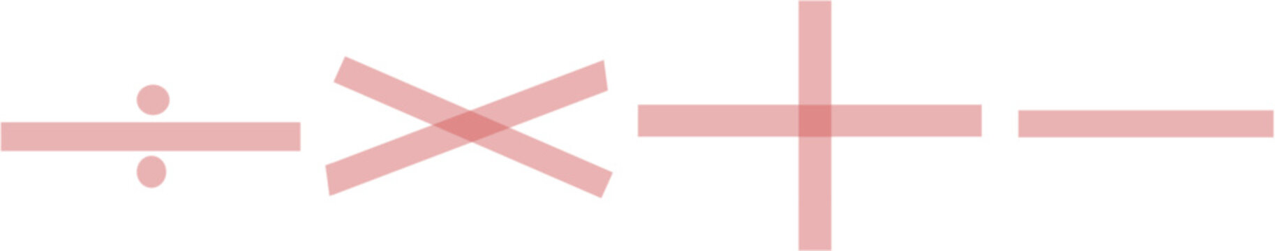 coloured basic maths symbols multiply divide minus multiply plus