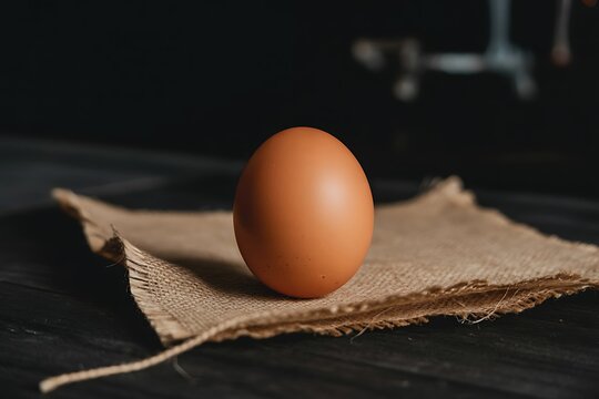 Brown egg on burlap