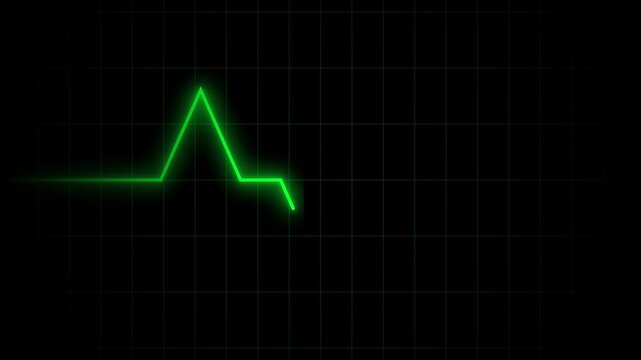 Abstract medical background with neon green pulse heartbeat line and digital grid loop