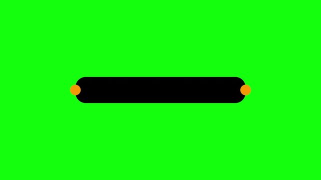 Minimal animated horizontal rounded bar with black capsule shape and orange side dots on a clean green screen background