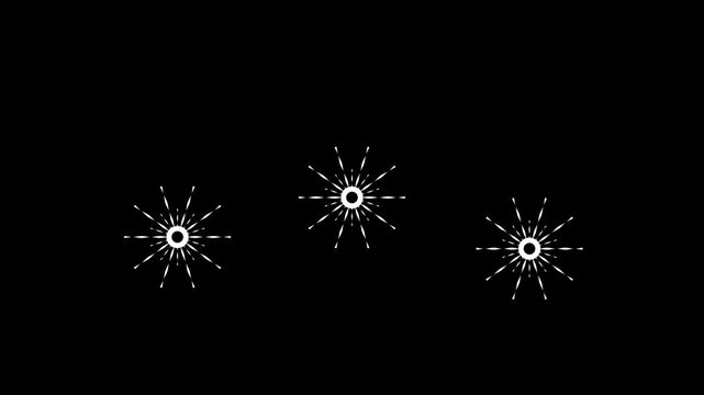 Line shape blast animation, circle bursting firework motion graphics. shiny pop‑up lines on Black Screen 4k video template elements for explainer video