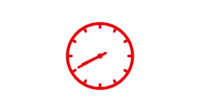 Animated red clock face ticking away on white background, clock red clock clean motion, time lapse concept.