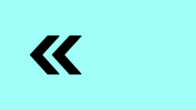 Animated black and grey arrows on turquoise minimalist corporate chevron indicators background, directional motion arrow animation