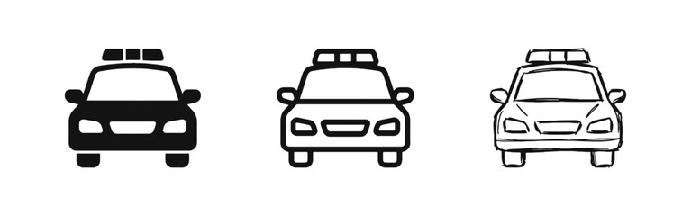 Police Patrol Car and Law Enforcement Icon Set © drawing lines