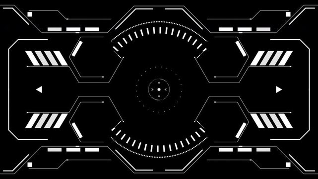 Hud ui futuristic technology interface display for sci-fi video production, gaming dashboards, and high-tech motion graphics overlays.
