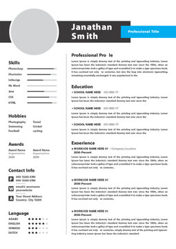 Minimalist resume cv, editable modern clean cv, basic resume