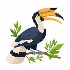 Hornbill Bird Perched on Branch. © aliza