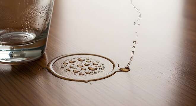 Condensation trace of drink with minimal storytelling concept.