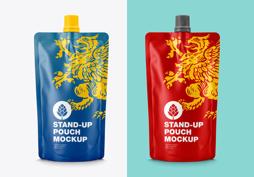 Aluminum spout pouch mockup front view minimal packaging design
