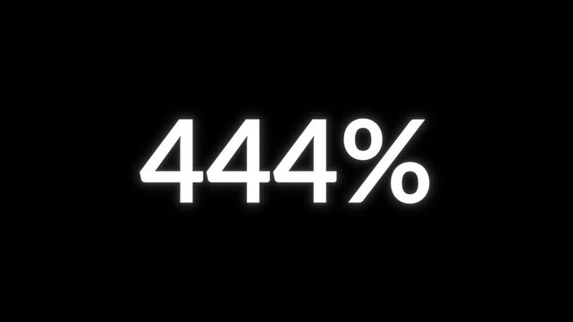 Digital percentage counter animation decreasing from 1000 to 0 percent with a glow effect on a black background