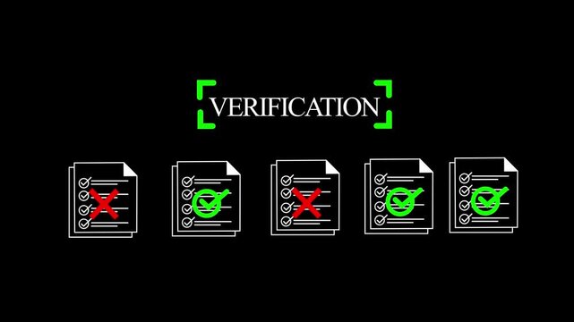 digital identity verification process with approval and rejection steps on dark background