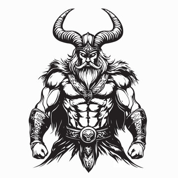 Viking Warrior God Tyr Mythology Image Vector Isolated On White Background