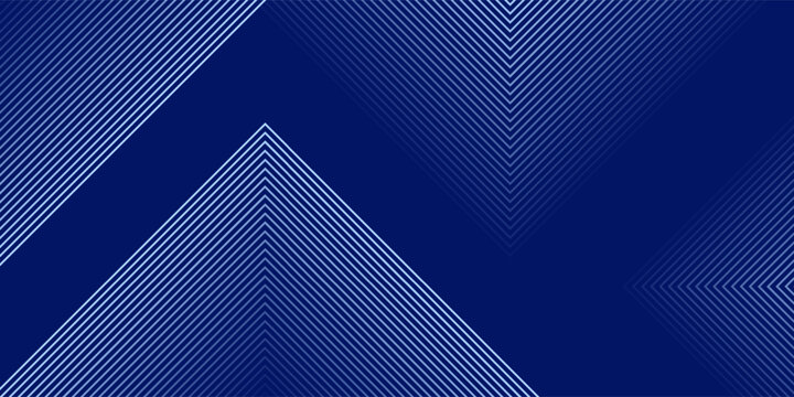 Abstract line blue background with dynamic effect. Motion vector illustration with white line decoration. Trendy dark navy blue gradient.