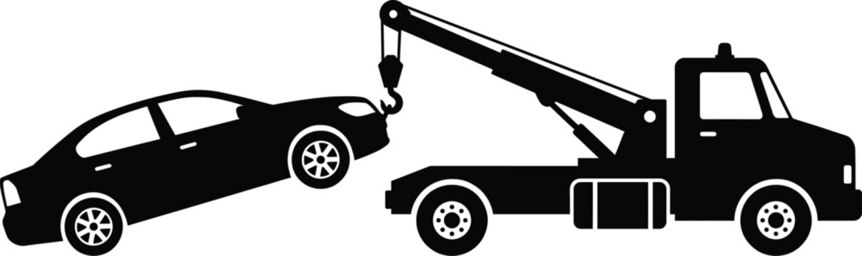 Car vector illustration tow truck assisting disabled vehicle graphic design