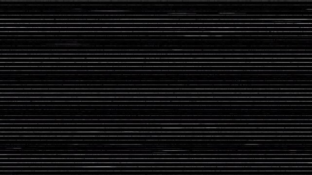 Seamless vhs noise distortion effect on black background looping for retro video overlay