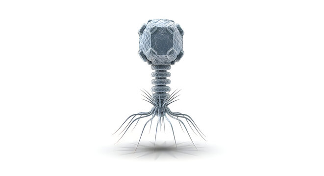 Bacteriophage, virus particle, phage illustration, microbiology model isolated on White Background PNG