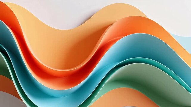 Wavy pattern in orange blue and light green