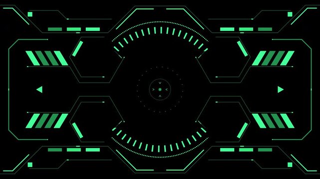 Hud futuristic green ui interface technology suitable for sci-fi movies, video games, and tech presentation overlays.