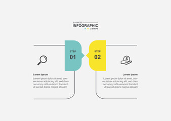 Obraz premium modern infographic template with 2 step process, paper and circle design for business and presentation