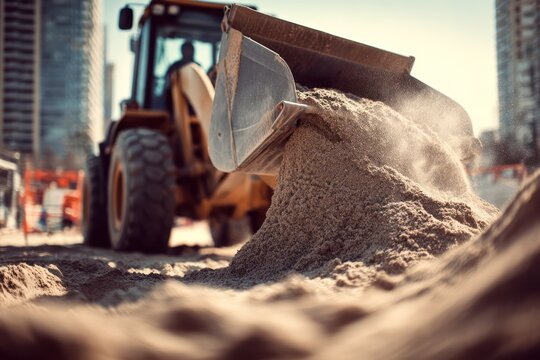 Front loader moving sand at site