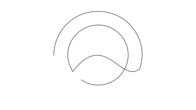 Animated self drawing of continuous line draw of   plate with fork and spoon crossed.   Full length one line animation. 4K