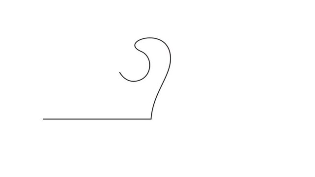 Animated self drawing of continuous line draw of   Question Mark. Art.     Full length one line animation. 4K