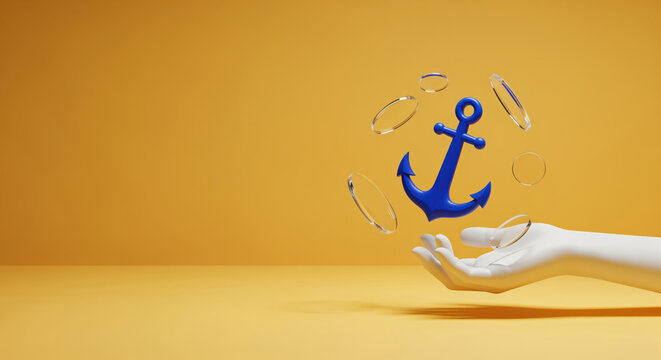 Brand stability and trust symbol for business continuity, risk control and secure positioning, useful for logistics, maritime service, crisis planning and long term company resilience materials