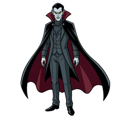 Obraz premium Vampire count in classic cape standing illustration