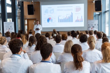 Obraz premium Healthcare professionals listening to medical presentation lecture