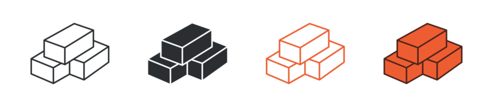 Brick stack icon set. construction material blocks. building and masonry concept. vector illustration.