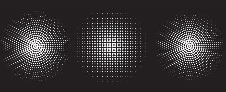 Set of white halftone dots backgrounds. vector