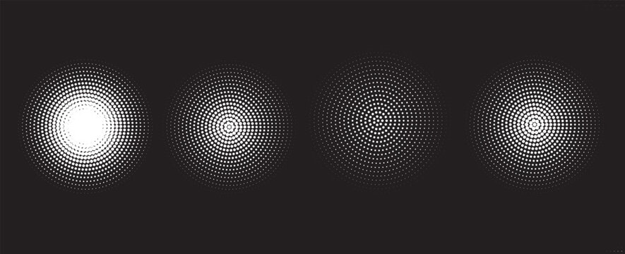 Set of white halftone dots backgrounds. vector