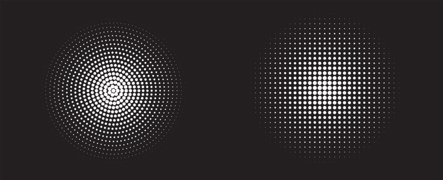 Set of white halftone dots backgrounds. vector